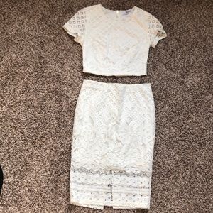 LULUS White Lace Two Piece Dress